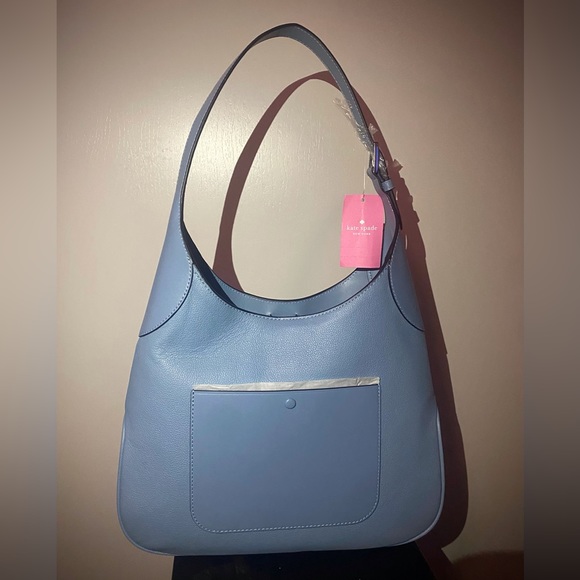 KATE SPADE DUSTY BLUE PEBBLED LEATHER SHOULDER BAG - Picture 5 of 8